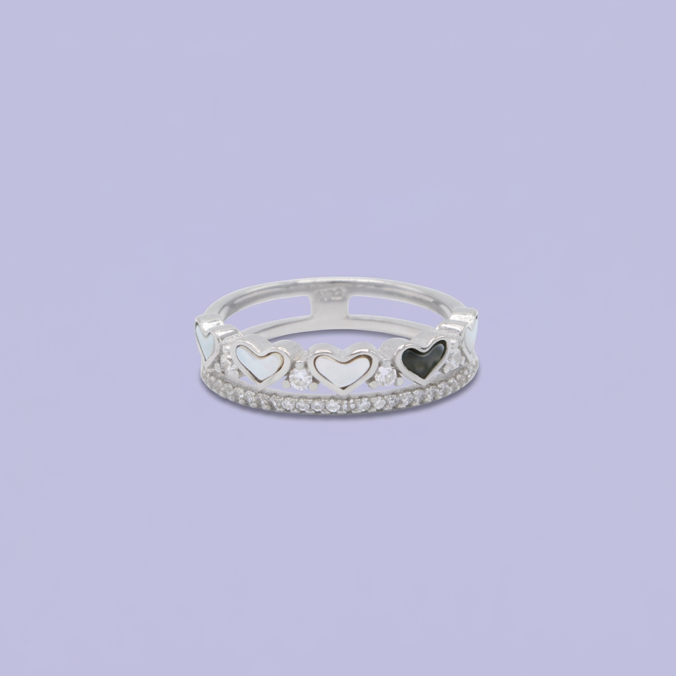 Anillo de Plata .925 Corazón de Madre Perla y Zirconia mod. 2920