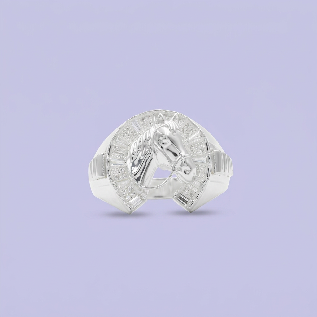 Anillo de Plata .925 Reluciente Caballo Acompañado de Zirconias mod. 2271