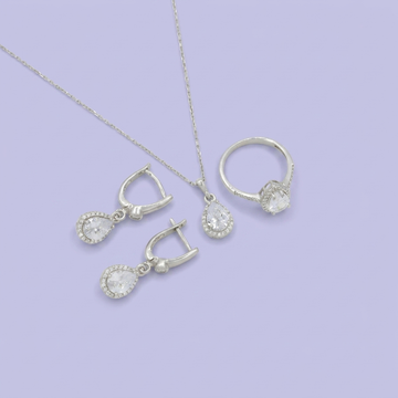 Coordinado de Plata .025 Gotas de Finas Zirconais mod. 2479