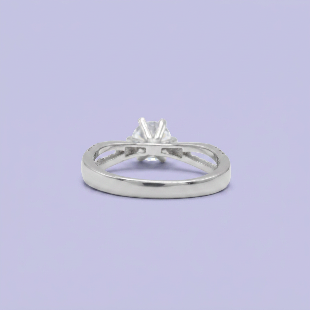 Anillo de Compromiso plata .925 Con Doble Línea de Zirconia Incrustada mod. 2714