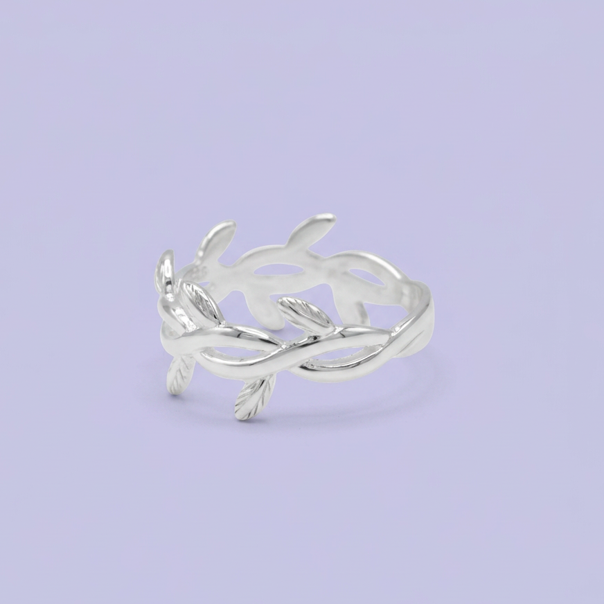 Anillo de Plata .925 con Diseño de Ramas y Hojas Entrelazadas mod. 3091