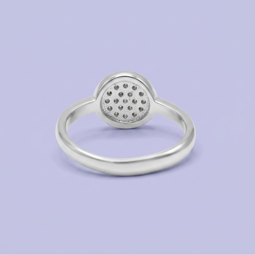 Anillo de Plata .925 con Diseño Circular y Centro de Zirconia Elegante mod. 3100
