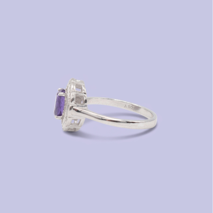 Coordinado de Plata .925 Diseño Oval Violeta e Incrustación de Zirconias mod. 2955