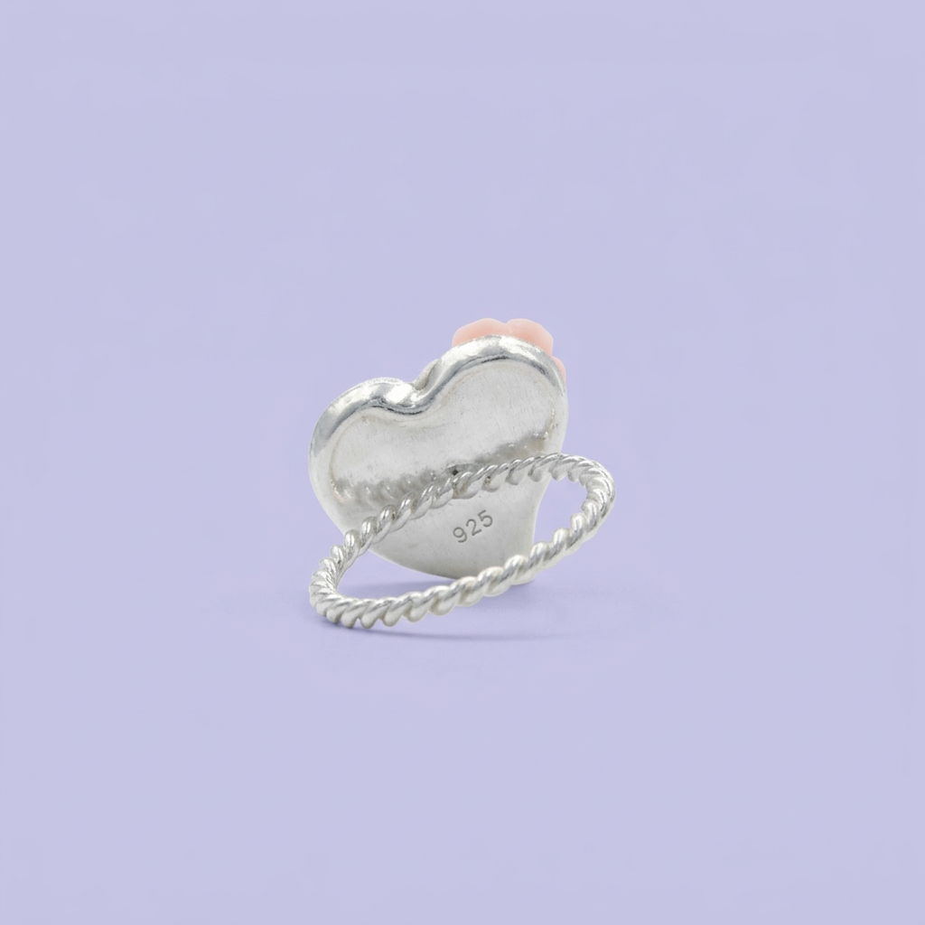Anillo de Plata .925 Corazón y Flores con Zirconias mod. 2152