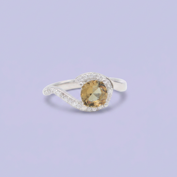 Anillo de Plata .925 con Diseño de Ola y Zirconia Verde Calido mod. 2928