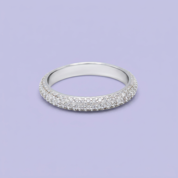 Anillo de Plata .925  Churumbela con Diseño de Zirconia Blanca en sus Bordes mod. 3098