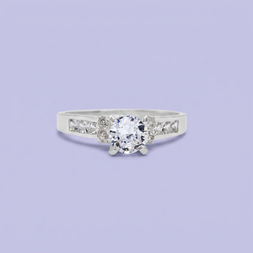 Anillo de Compromiso plata .925 con Zirconia Central y Laterales Brillantes mod. 2712