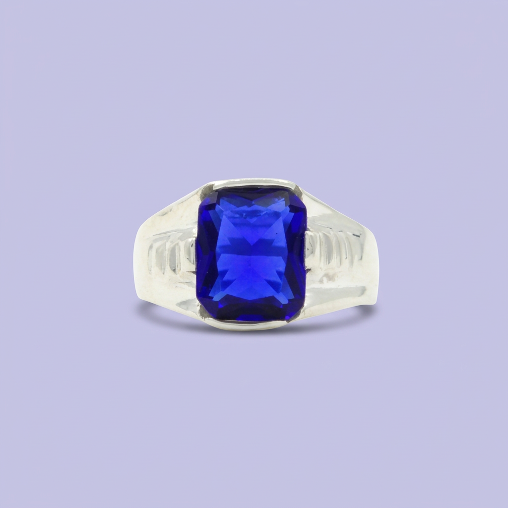 Anillo de Plata .925 Zirconia Azul Rectangular mod. 2278