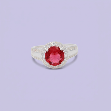Anillo de Plata .925 Diseño Circular con Zirconia Color Rosa Mexicano y Laterales con Zirconia Blanca mod. 3105