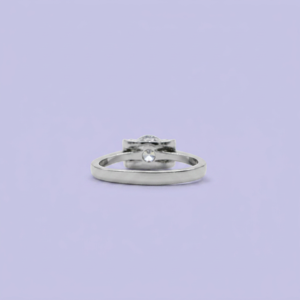 Anillo Solitario de Plata .925 Zirconia con Laterales Brillantes mod. 2419