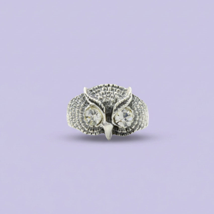 Anillo de Plata .925 Búho con Ojos de Zirconia mod. 2267