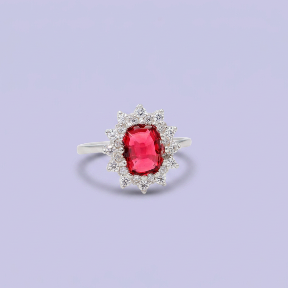 Coordinado de Plata .925 Sol Radiante Color Fucsia con Incrustación de Zirconias mod. 2949