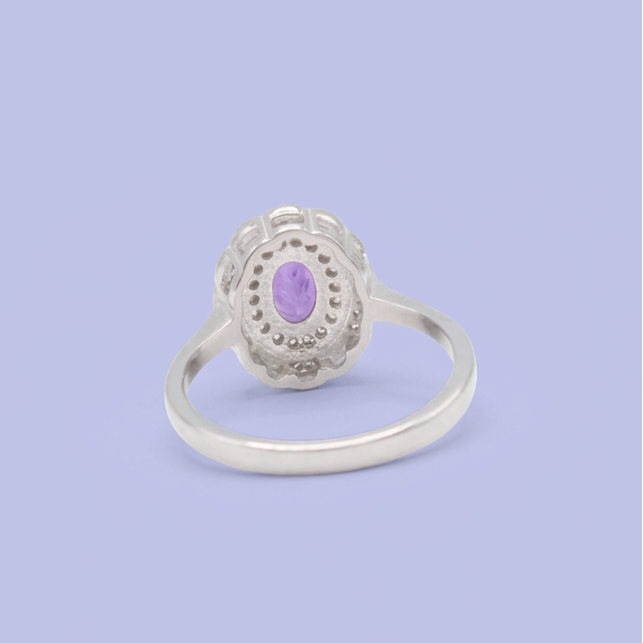 Coordinado de Plata .925 Diseño Oval Violeta e Incrustación de Zirconias mod. 2955