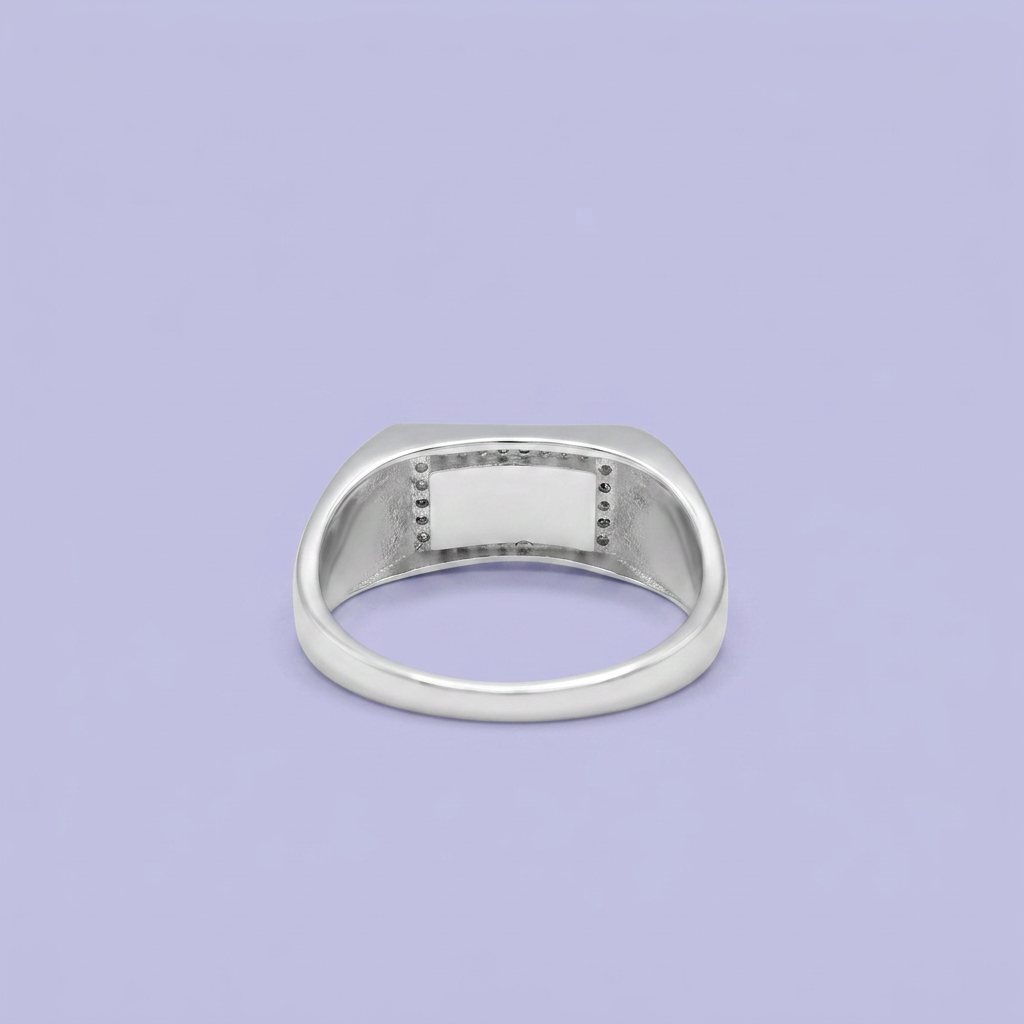 Anillo de Plata .925 Diseño Manchado con Bisel de Zirconias mod. 2659