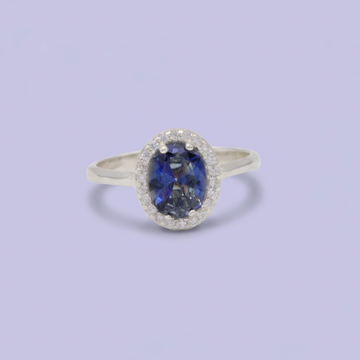 Anillo de Plata .925 con Diseño Oval Elegante con Zirconia Color Azul Aero mod. 3109