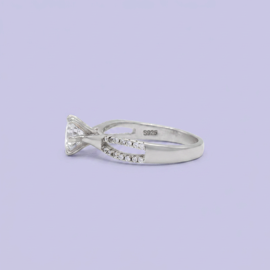Anillo de Compromiso plata .925 Con Doble Línea de Zirconia Incrustada mod. 2714