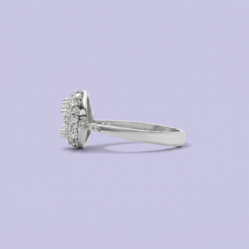 Anillo Solitario de Plata .925 Forma de Gota mod. 2416