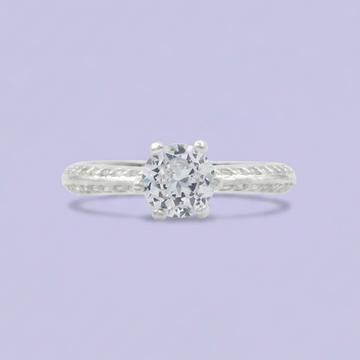 Anillo Solitario de Plata .925 Brillante con Banda Labrada mod. 2413