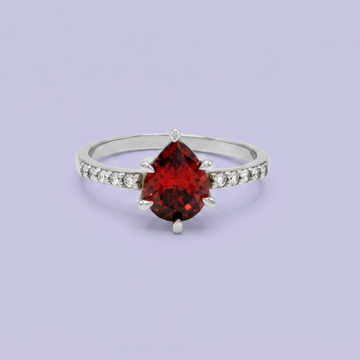 Anillo de Plata .925 Diseño de Gota Roja con Zirconias mod. 2645