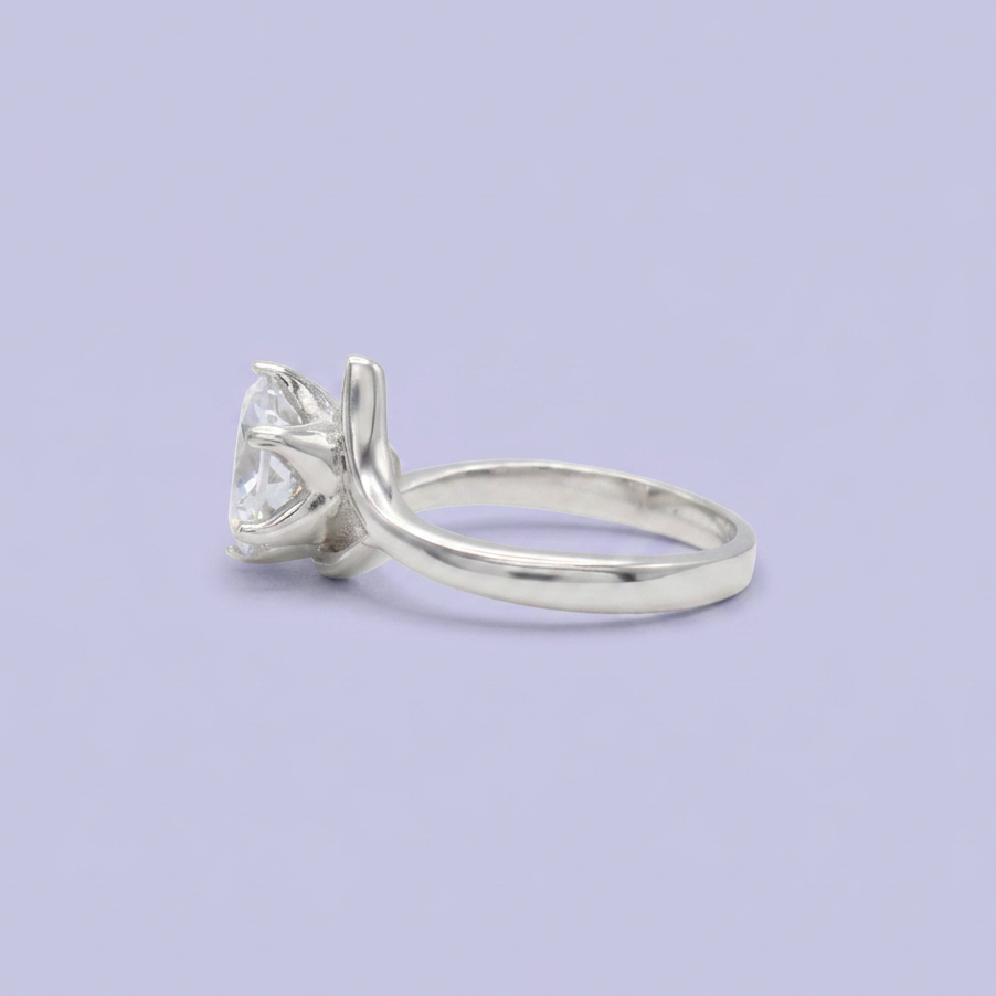 Anillo de Compromiso plata .925 Diseño de Flor con Zircinia Incrustada mod. 2711