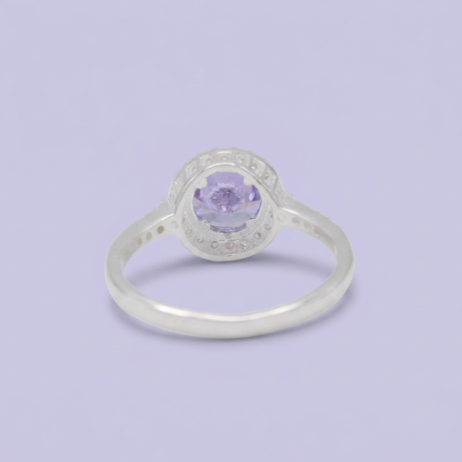 Anillo de Plata .925 con Diseño Circular con Zirconia Color Lila mod. 3112