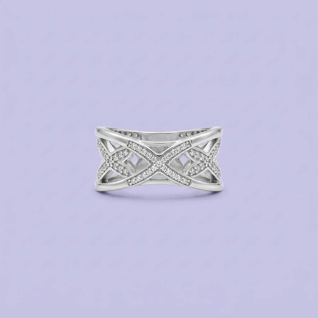 Anillo de Plata .925 Diseño Mariposa Calada con Zirconias mod. 2159