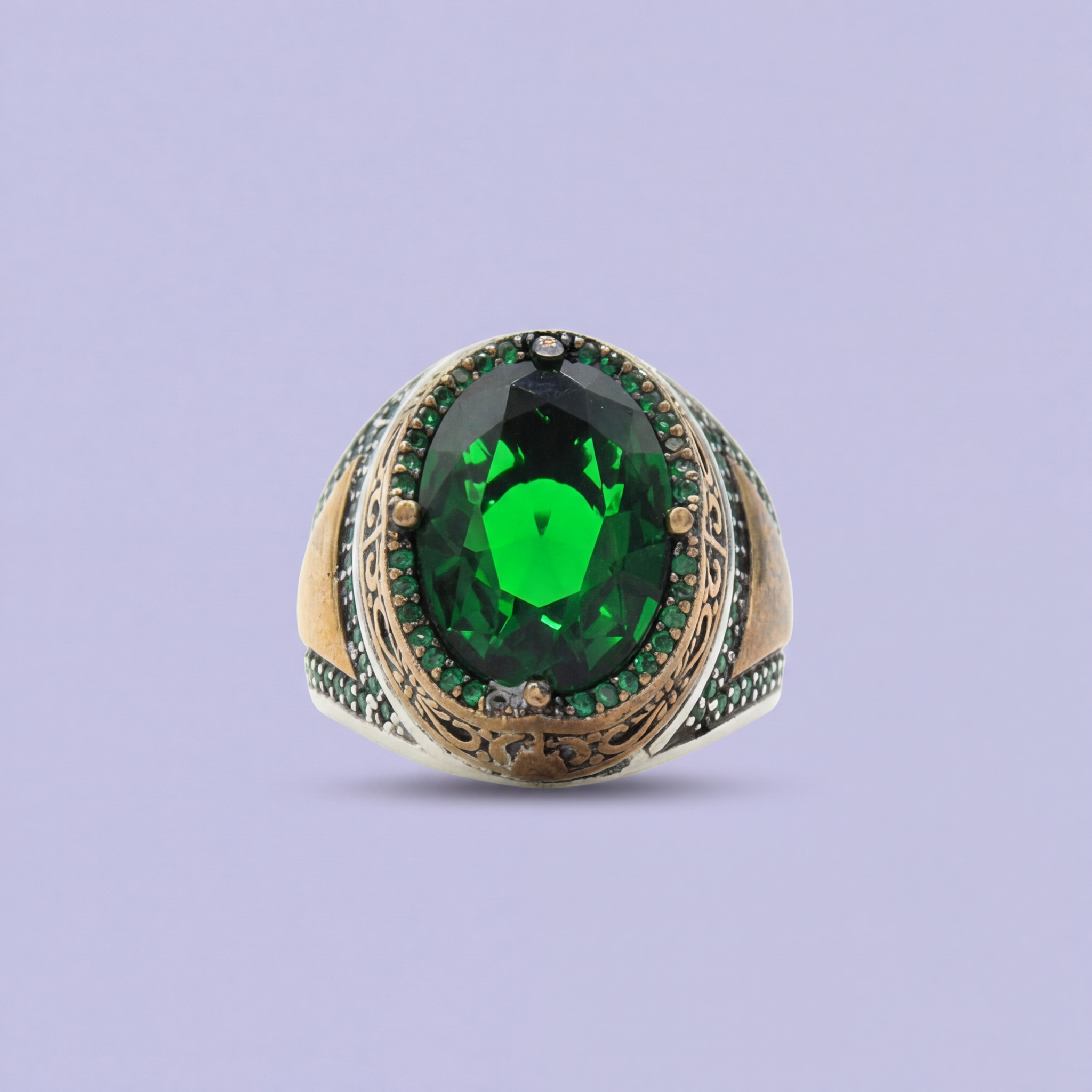 Anillo de Plata .925 Gran Zirconia con Acabados Dorados mod. 2277