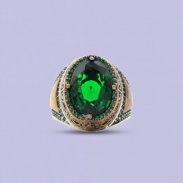 Anillo de Plata .925 Gran Zirconia con Acabados Dorados mod. 2277