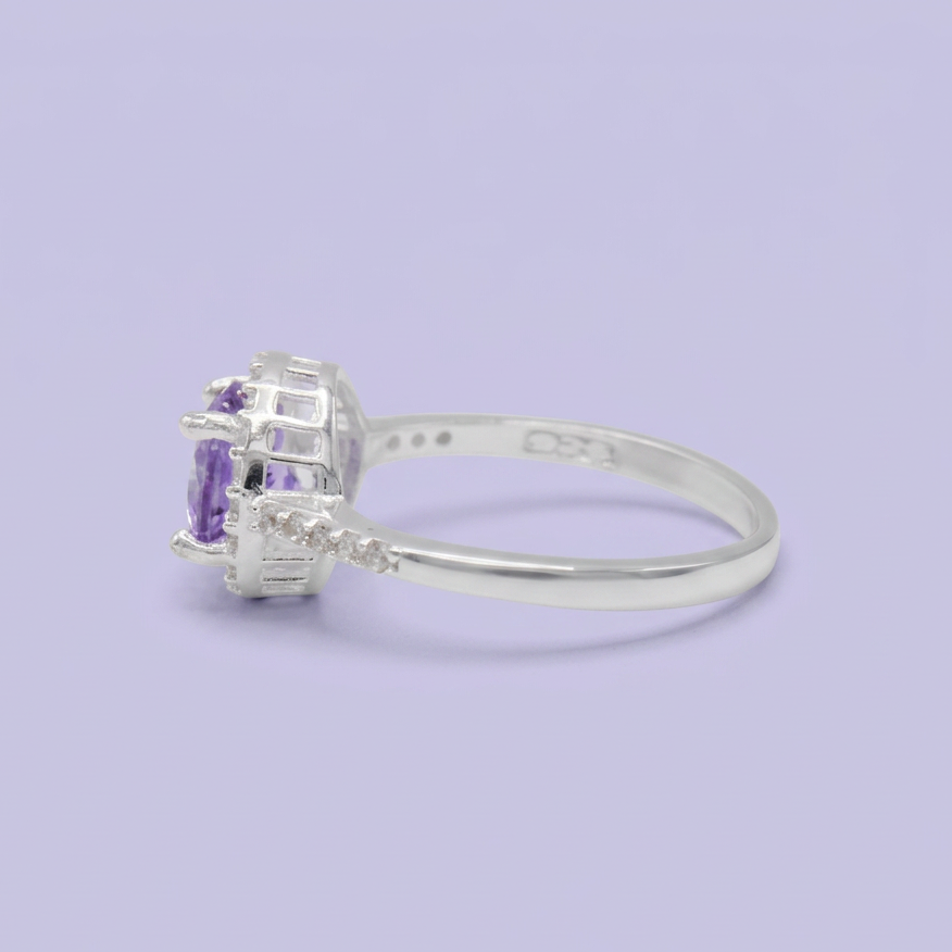 Anillo de Plata .925 con Diseño Circular con Zirconia Color Lila mod. 3112