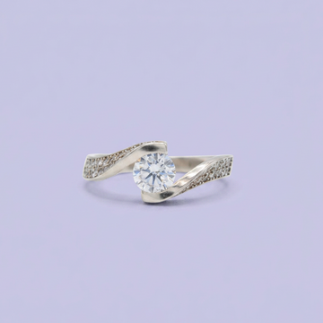 Anillo de Compromiso plata .925 con detalle Cruzado y Zirconia Cristalina mod. 2716