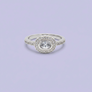 Anillo Solitario de Plata .925 Diseño Circular con Incrustacion de Zirconias mod. 2642