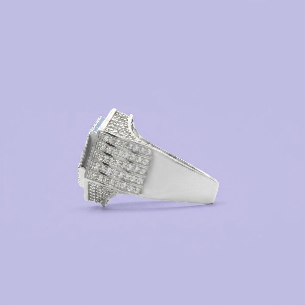 Anillo de Plata .925 Hexágono con Zirconias mod. 2357