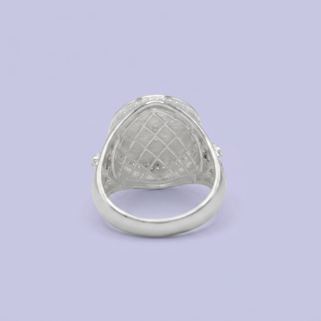 Anillo de Plata .925 Sello de San Benito Incrusado con Zirconias mod. 2663
