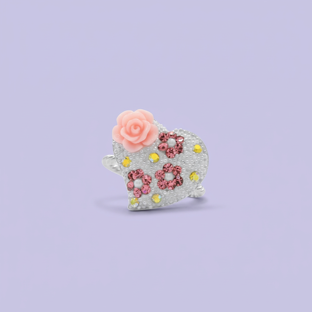 Anillo de Plata .925 Corazón y Flores con Zirconias mod. 2152