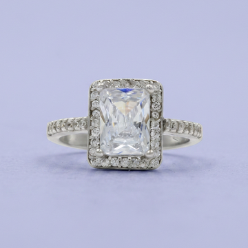 Anillo Solitario de Plata .925 Rectangular con Corte Esmeralda mod. 2412
