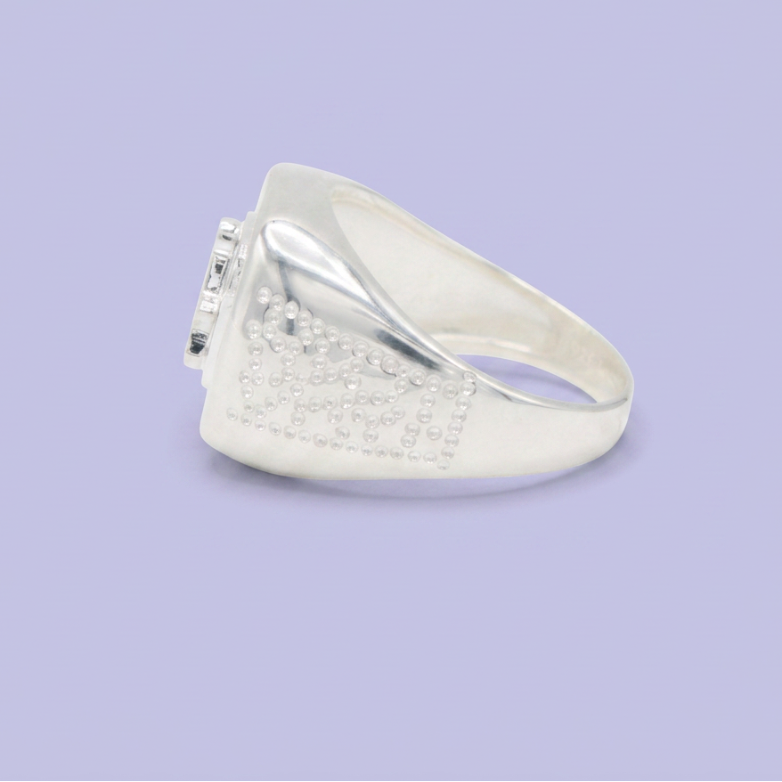 Anillo de Plata .925 Compas y Escuadra con Incrustación de Zirconias mod. 2665