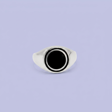 Anillo de Plata .925 Diseño Doble Circulo negro mod. 2667