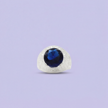 Anillo de Plata .925 Zirconia Azul con Decorados Sobre México mod. 2276