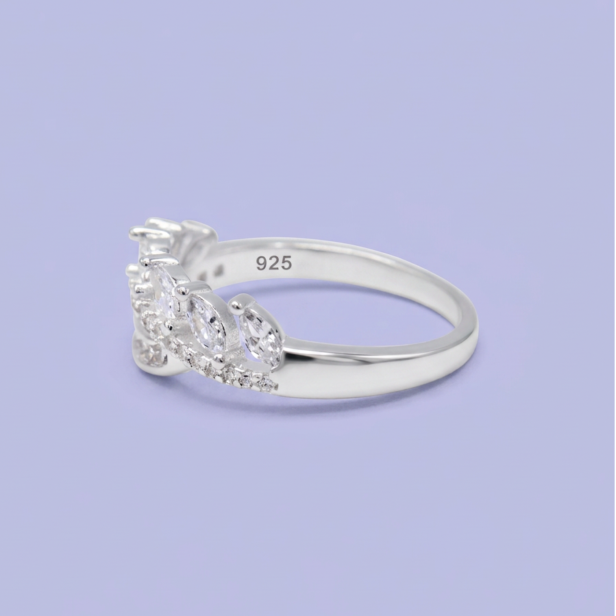 Anillo de Plata .925 con Diseño Rama y Linea Curva con Zirconia mod. 3095