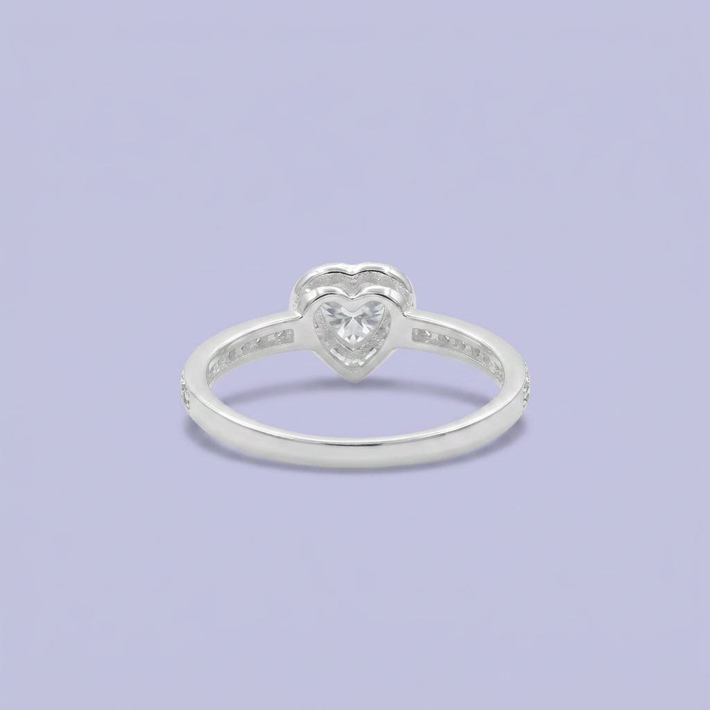 Anillo Solitario de Plata .925 Corazón con Corte Princesa mod. 2421
