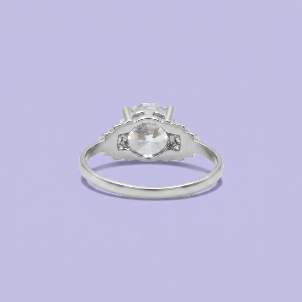 Anillo de Compromiso plata .925 con Zirconia Central Circular mod. 2710