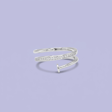 Anillo de Plata .925 con Diseño de Clavo e Incrustación de Zirconias mod. 2927