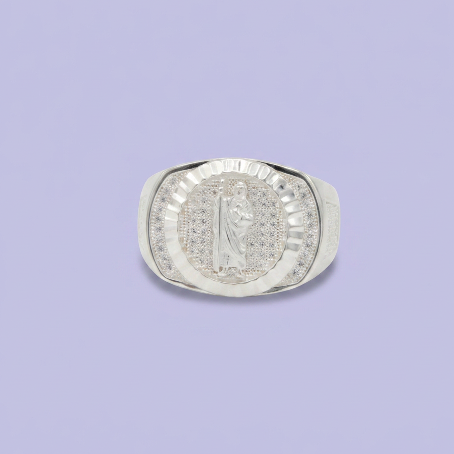 Anillo de Plata .9025 San Judas Tadeo con Zirconia mod. 2658