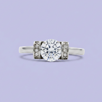 Anillo Solitario de Plata .925 Zirconia con Laterales Brillantes mod. 2419
