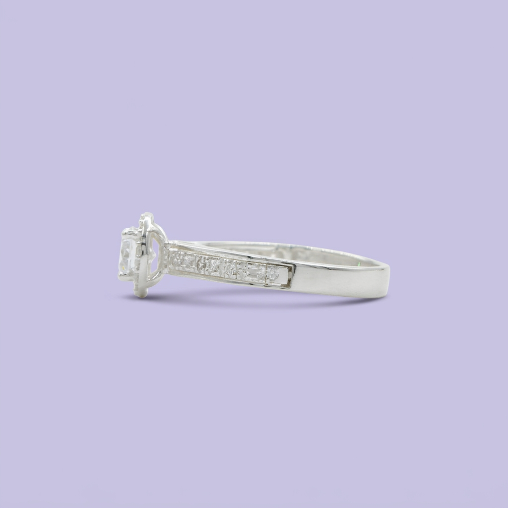 Anillo Solitario de Plata .925 Banda Pavé mod. 2417