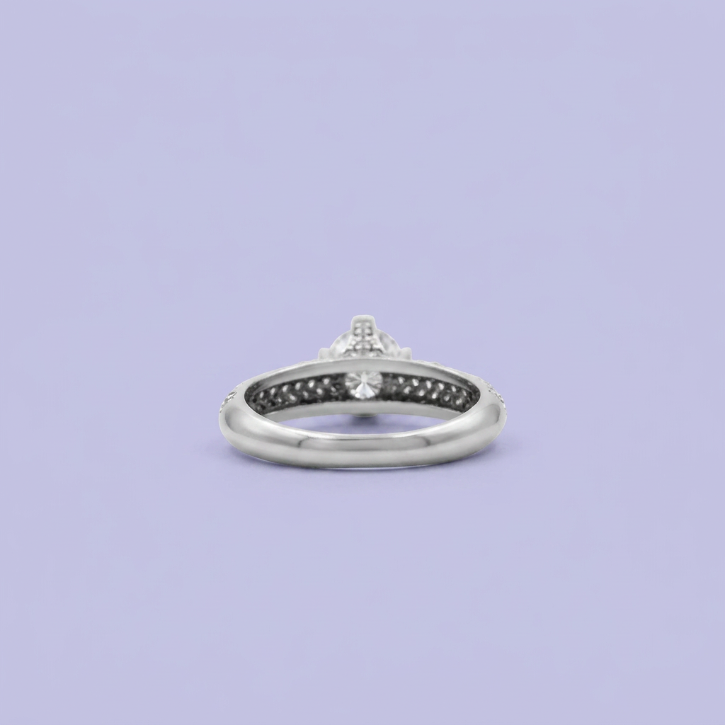 Anillo Solitario de Plata .925 Pavé Grueso con Zirconia Central mod. 2420