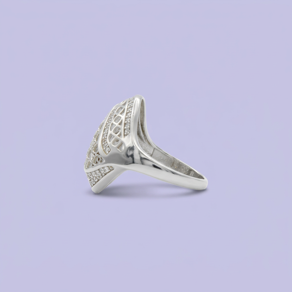 Anillo de Plata .925 Calado con Ondas y Zirconias mod. 2155