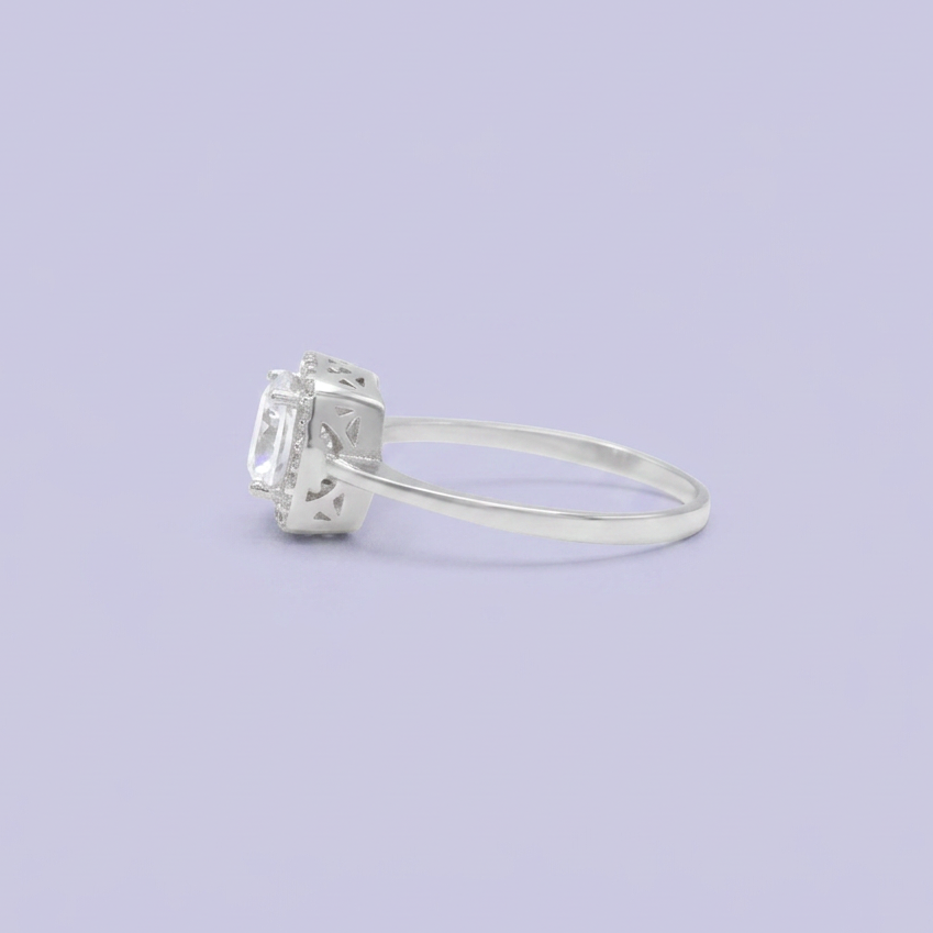 Anillo de Compromiso plata .925 con Zirconia Central Cuadrada mod. 2708