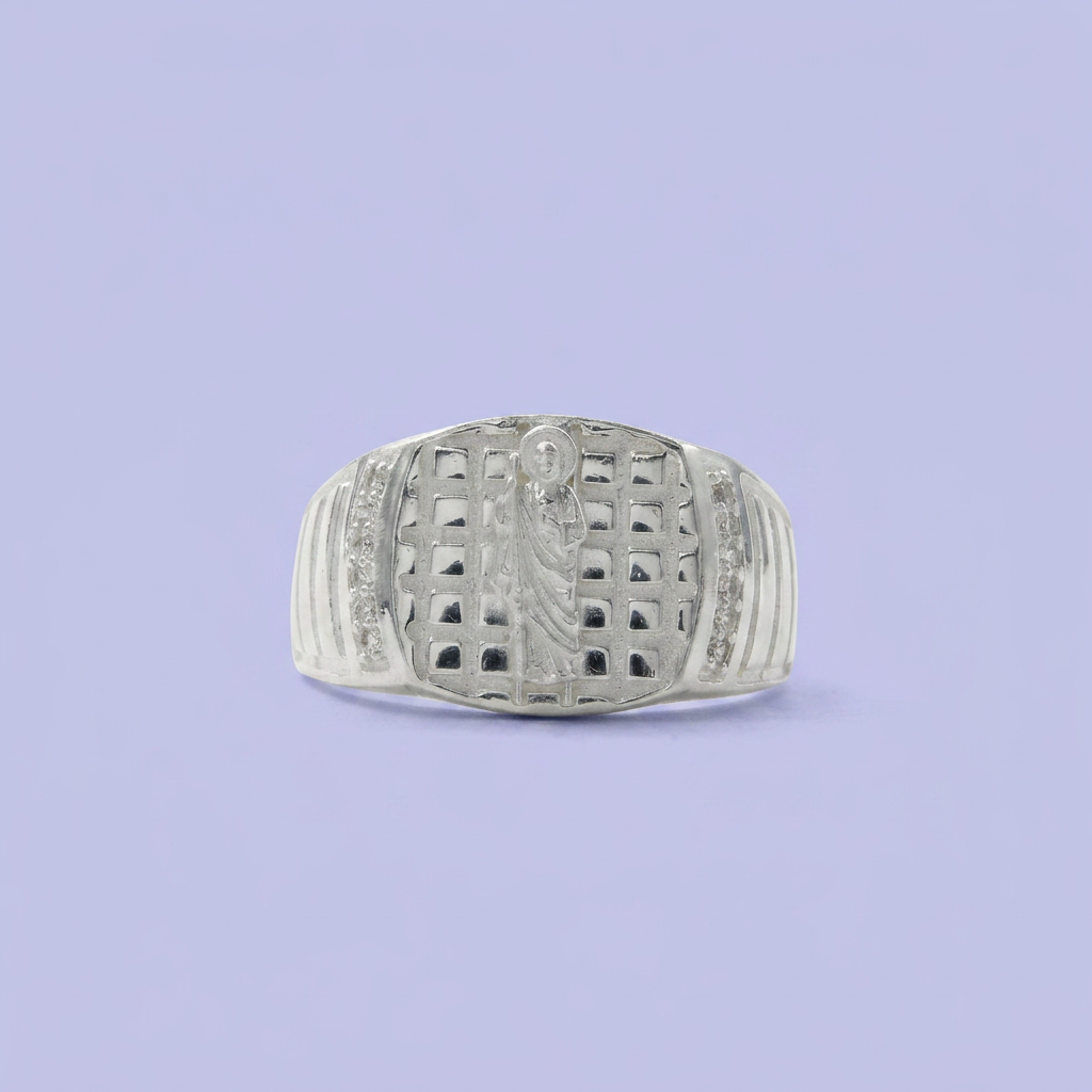 Anillo de Plata .925 San Judas con Zirconias Laterales mod. 2469
