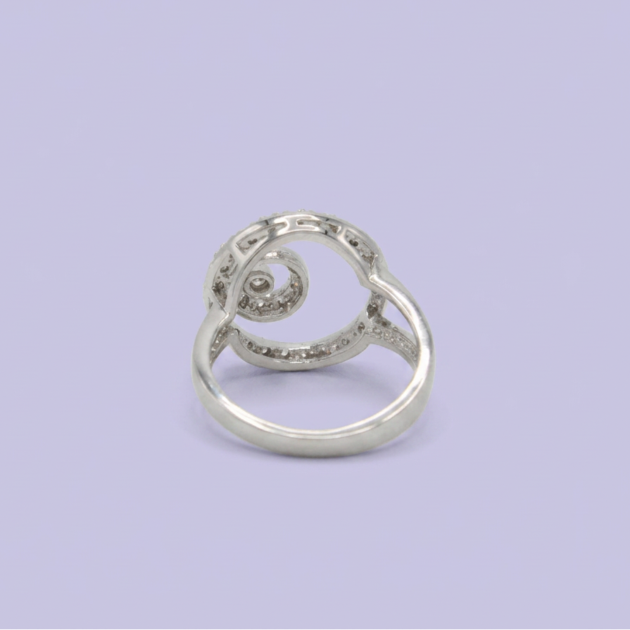 Anillo Solitario de Plata .925 Doble Circulo Brillante con Zirconias mod. 2643
